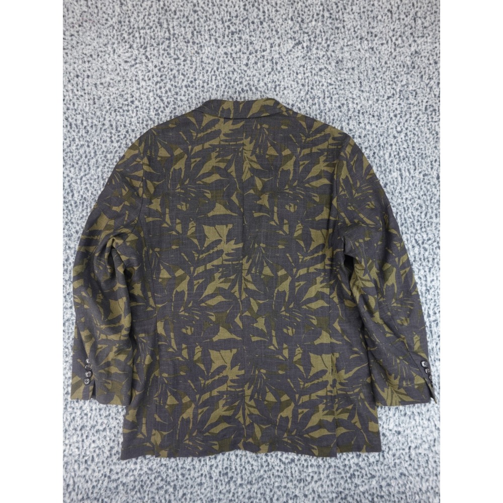 J.Crew Ludlow Linen Mens Large Olive Green Charcoal Tropical Leaf Print Blazer - Picture 14 of 15